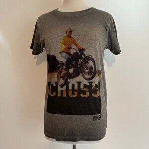 Hero Seven Steve McQueen Tee Shirt Sz Small Gray Graphic Motorcycle Actor